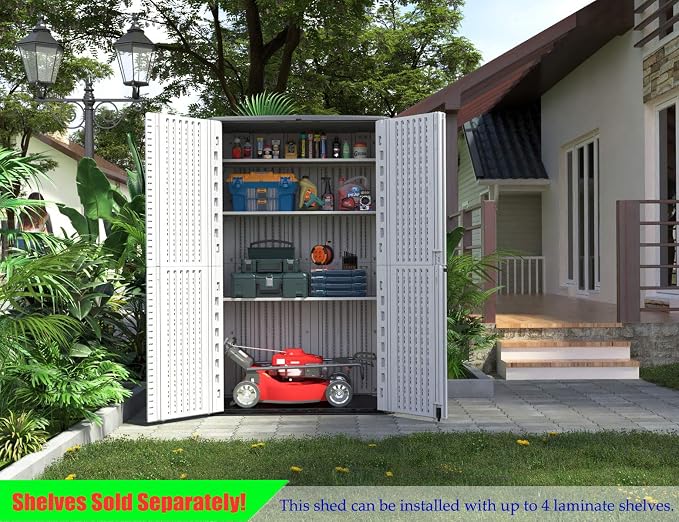 ADDOK Outdoor Storage Cabinet Waterproof, Outdoor Storage Sheds - Image 4