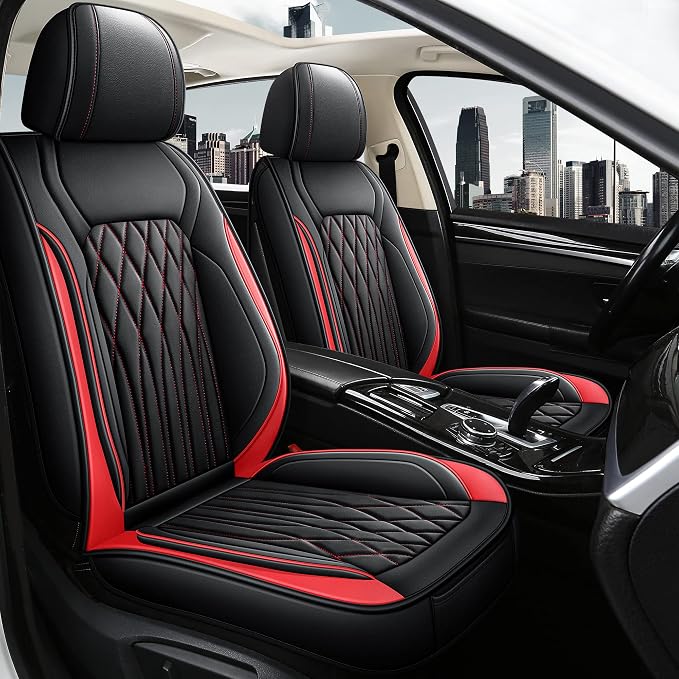 Pariitadin Leather Car Seat Covers Full Pair, Waterproof Faux Leather Seat by Pariitadin