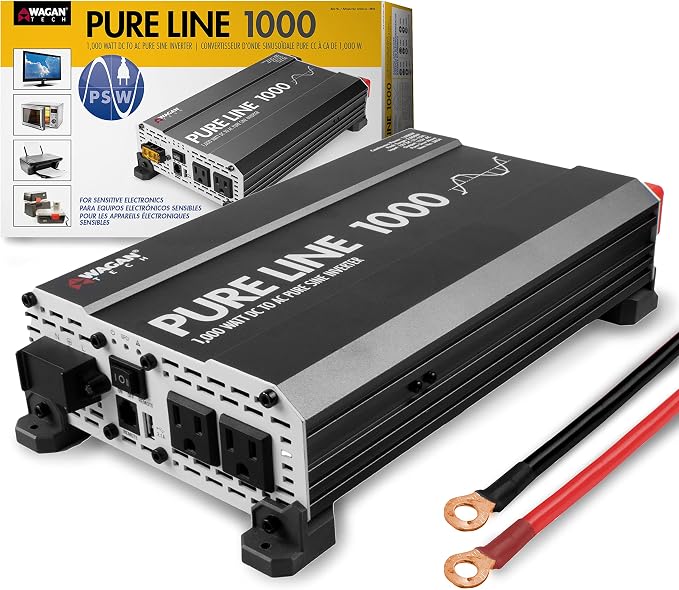 Wagan EL3804 Pure Line Inverter 1000 Watt DC 12V to 110V AC Car Pure Sine Wave by WAGAN