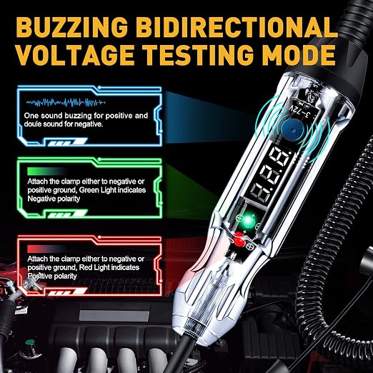 Upgraded Buzzer Automotive Test Light, DC 3-72V Heavy Duty Digital LED Circuit - Image 3