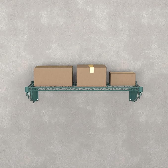 14" x 36" Green Epoxy Wire Wall Mount Shelf - Image 2