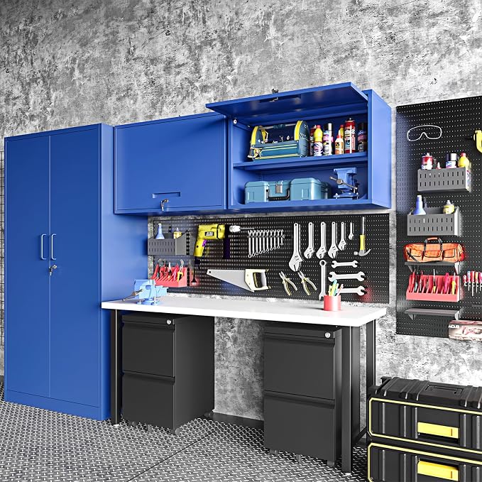 Metal Wall Storage Cabinet 22'' Tall Wall-Mounted Steel Garage Cabinet - Image 7