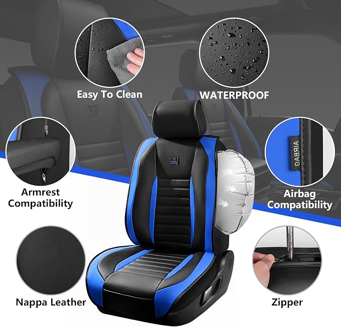 CAR PASS Nappa Leather Car Seat Covers Front Seats, Luxury Seat Protector - Image 2