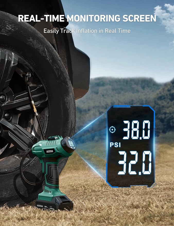 AstroAI C2 Cordless Tire Inflator Air Compressor 20V Rechargeable Battery - Image 4