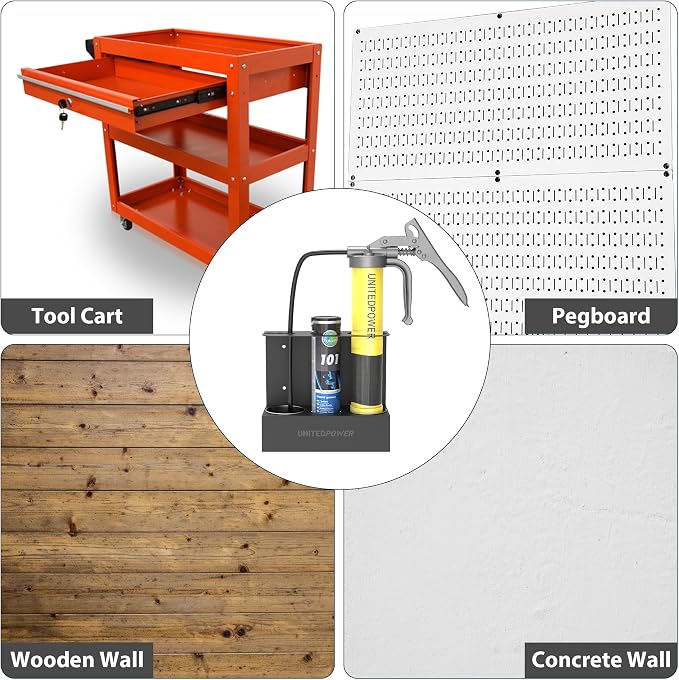 UNITEDPOWER Grease Gun Holder, Wall Mount Grease Gun Storage Rack, Organizer - Image 7