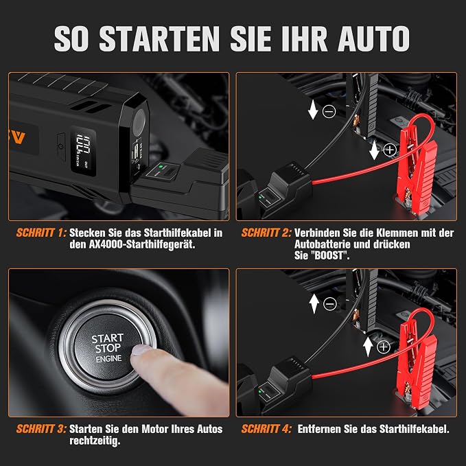 AsperX Car Jump Starter, 4000A Peak Battery Starter - Image 6