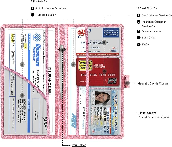 TOURSUIT Car Registration and Insurance Card Holder, Vehicle License Document - Image 2