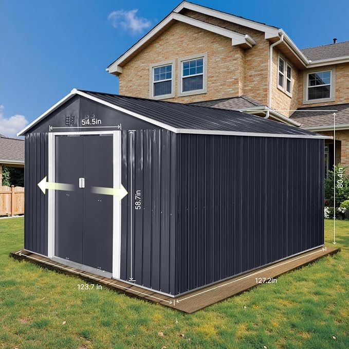 11.2' x 10.6' XL Outdoor Storage Shed, Sturdy Metal Building w/Windows & - Image 5