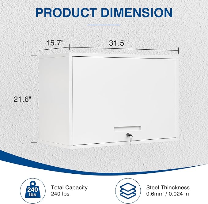 Metal Storage Cabinet White Wall Cabinets - Image 3