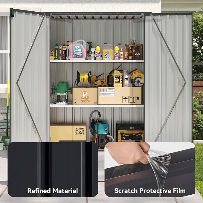 Aoxun 55x19 in Outdoor Storage Cabinet Metal Garden Shed - Image 5