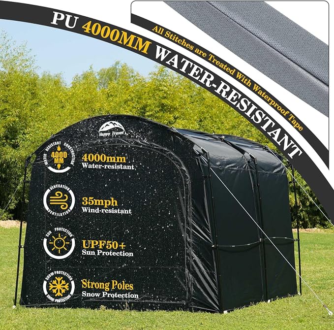 Happy Travel Bike Storage Tent, Outdoor 8×7×6.3ft Large 2-in-1 Portable Shed - Image 8