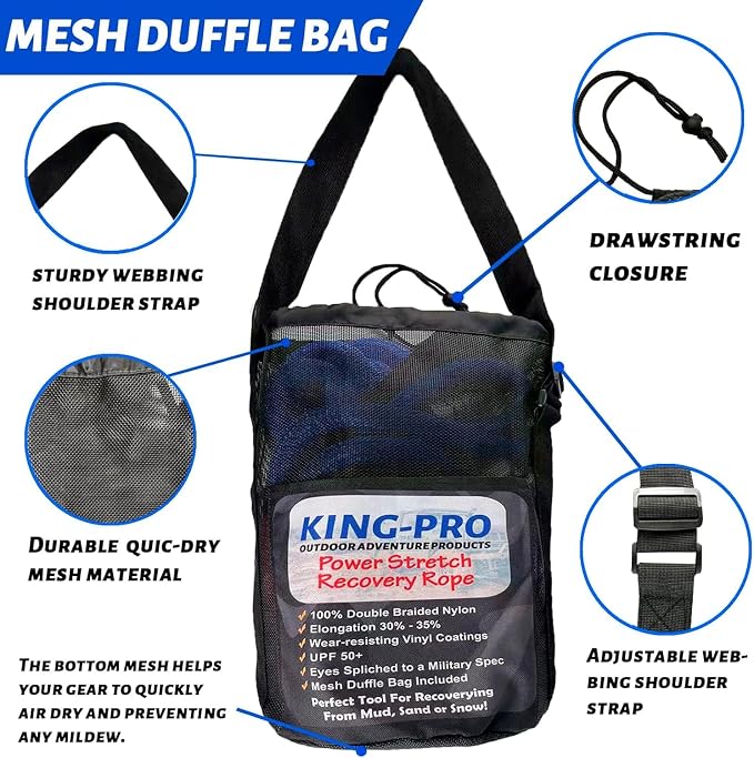 KING-PRO Kinetic Recovery Rope 3/4“x30' Towing Rope 20, 000lbs Breaking - Image 3