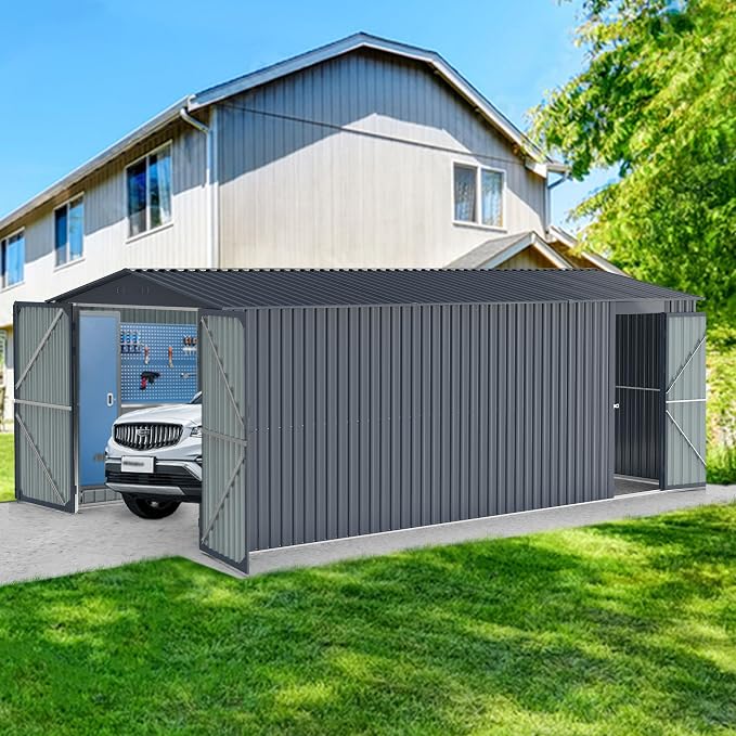 KUIKUI Metal Garage Shed Without Floor, 10x20FT Heavy Duty Outdoor Shed and - Image 9