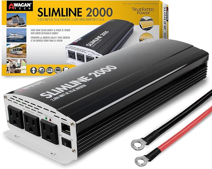 Wagan EL3724 2000W Slim Line AC to DC Power Inverter 2000W TrueRated Continuous by WAGAN