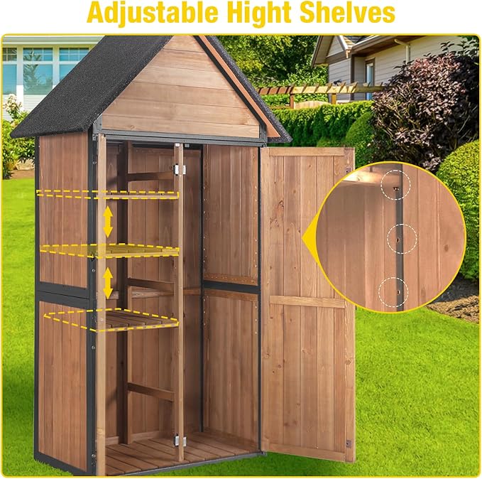 Outdoor Storage Shed, Vertical Wooden Tool Shed - Image 4
