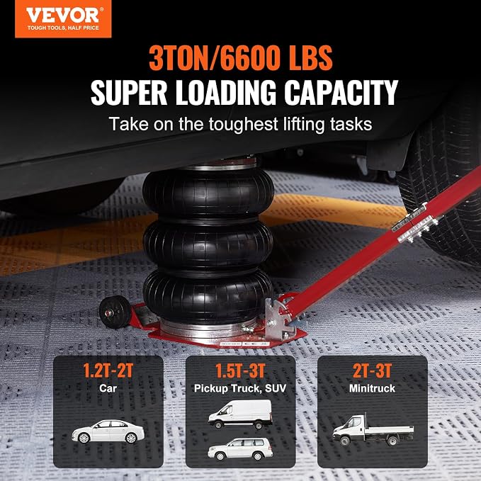 VEVOR Air Jack, 3 Ton/6600 lbs Triple Bag Air Jack, Air Bag Jack Lift Range - Image 2
