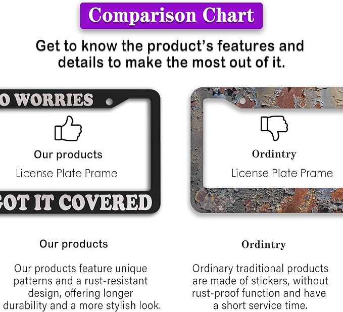 License Plate Frames Black and White License Plate Frame No Worries, God’s Got - Image 6