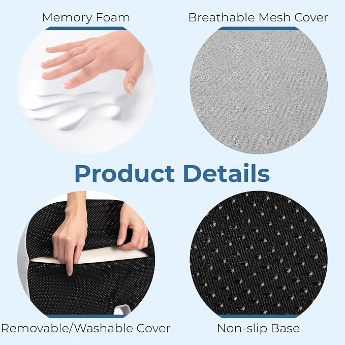 5 STARS UNITED Seat Cushion for Tailbone Pain Relief – Large Memory Foam - Image 6