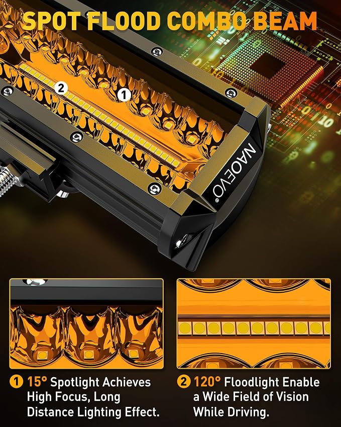 NAOEVO 12 Inch LED Light Bar, 300W 30000LM LED Offroad/Driving/Fog Lights - Image 3