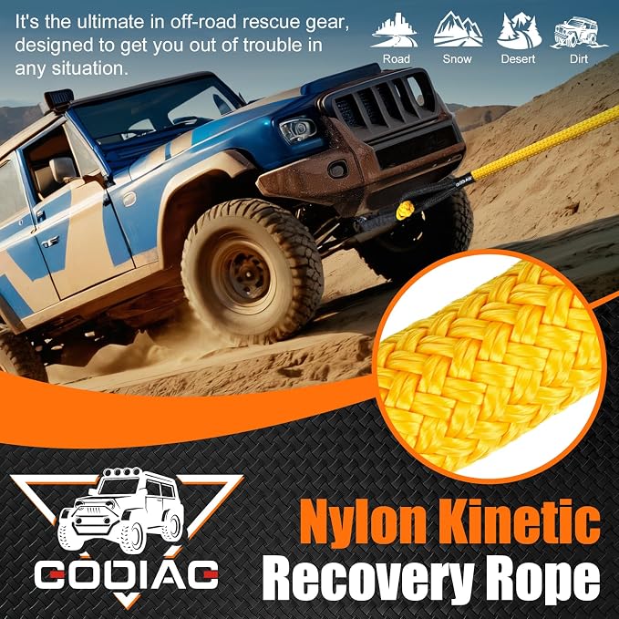 GODIAG 1"×20ft Kinetic Recovery Rope Heavy Duty Energy Tow Rope - Image 6
