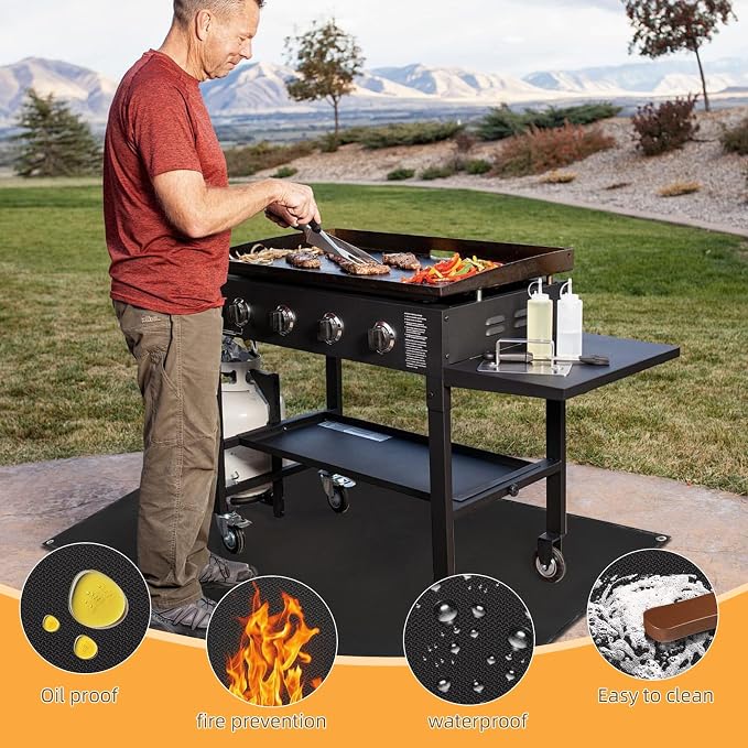 Under Grill Mat for Outdoor Grilling, 90 x 48 inches Double-Sided Fireproof - Image 5