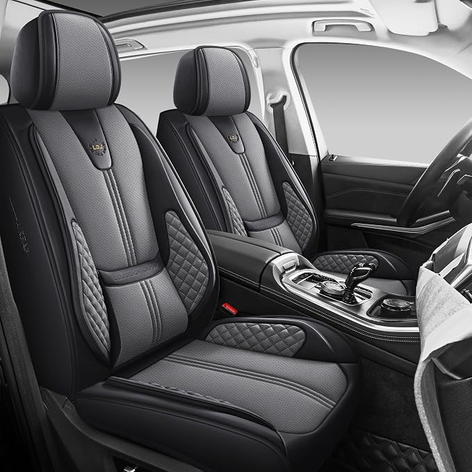 Car Seat Covers Full Set, Easy Install Luxury Leather Automotive Seat Covers by L.D.J+DESIGN+TIDE+PLAY