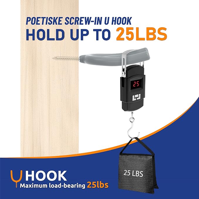 POETISKE Screw in U Utility Hooks Wall Mount Garage Storage Organizer Hanger - Image 2