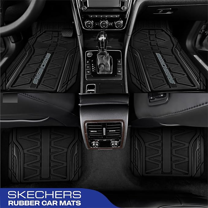 Skechers Car Floor Mats, Heavy Duty Rubber Car Mats Full Set, All WeatherFloor - Image 3