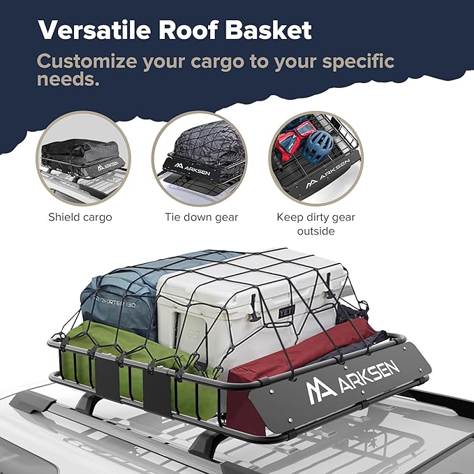 ARKSEN 43 x 39 x 6 Inch Universal 150LB Heavy Duty Roof Rack Cargo - Image 4