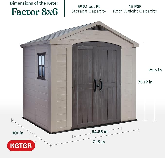 Keter Factor Large Resin Outdoor Storage Shed - Image 3