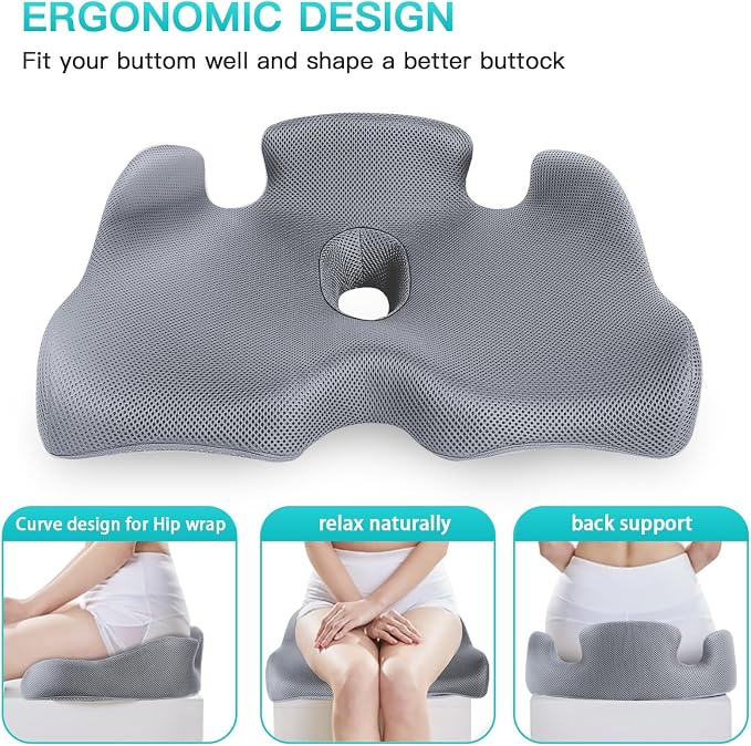 Benazcap Memory Seat Cushion for Office Chair Sciatica & Back Pain Relief - Image 6