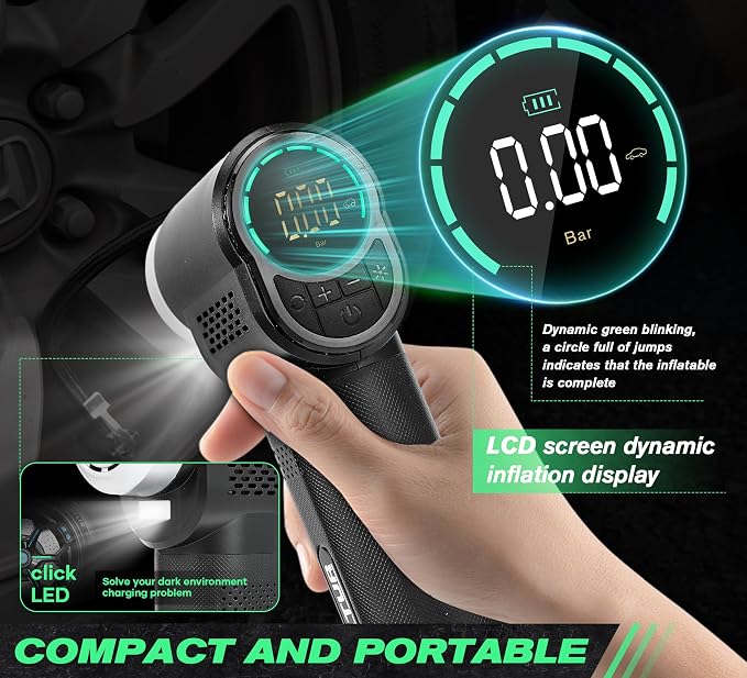 Vehicle Tire Inflator Portable Air Compressor & Inflator, TYPE-C 6000mAH Car - Image 5