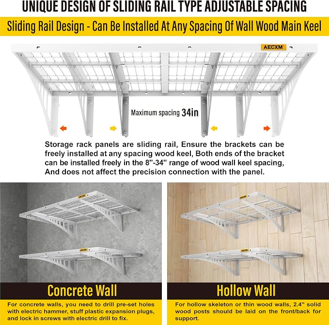 2x3ft 2Pack Wire Shelving Unit Heavy Duty Garage Storage Shelves Wall Mounted - Image 7