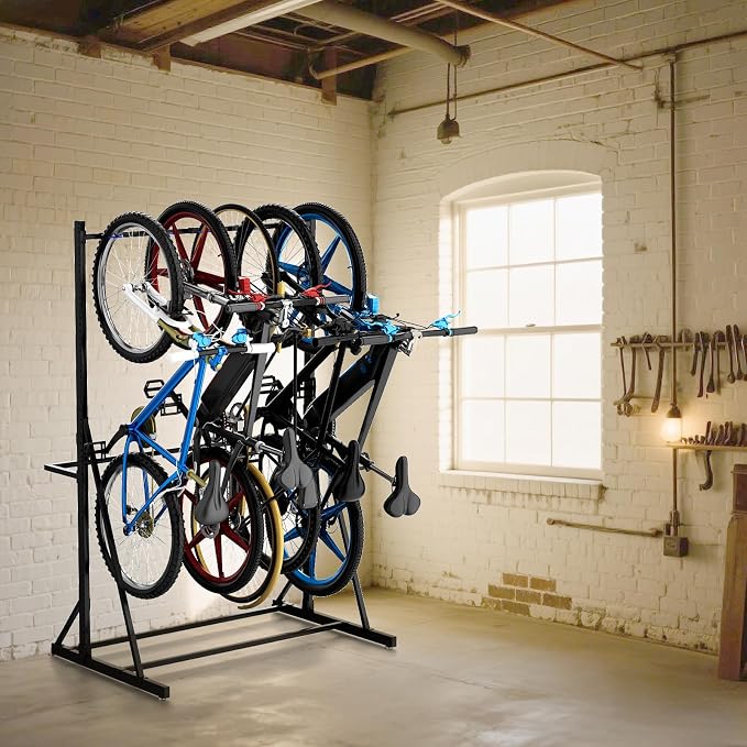 Freestanding Bike Storage Rack Vertical Bike Rack Indoor Garage Floor Stand - Image 2