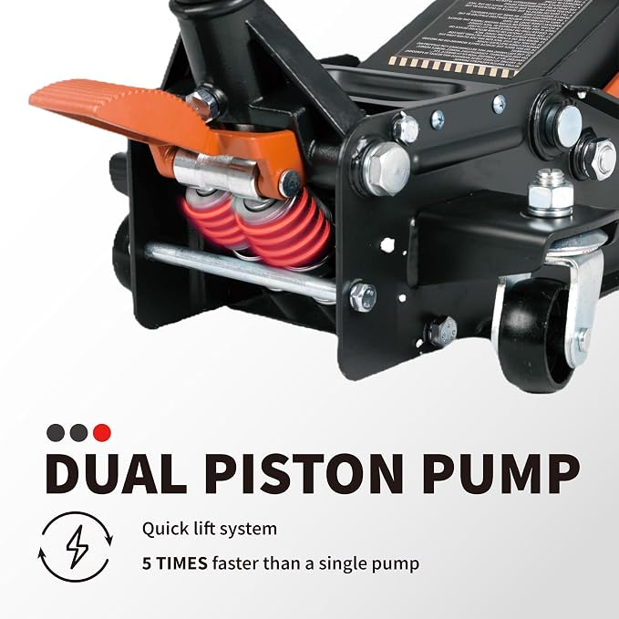 3-Ton Low-Profile Dual Pistons Heavy-Duty Steel Racing Floor Jack - Image 7