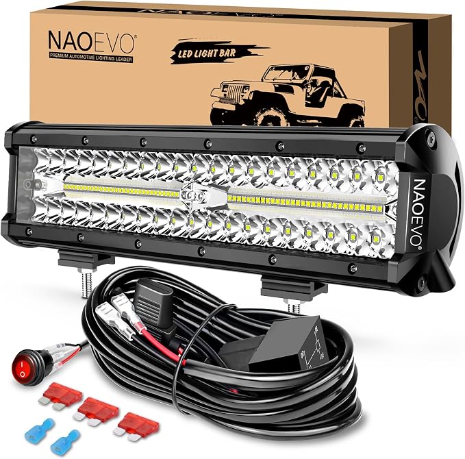 NAOEVO 12 Inch LED Light Bar, 300W 30000LM LED Offroad/Driving/Fog Lights by NAOEVO