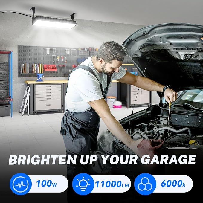 2 Pack LED Shop Lights, 100W 11000LM Plug in Garage Light - Image 3