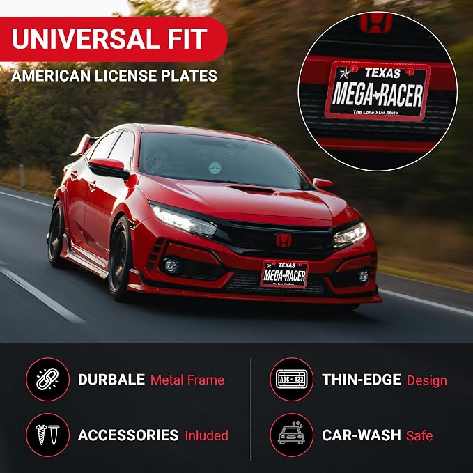 Premium Slim Red License Plate Frame – 1 Pack, Rust-Free Stainless Steel - Image 3