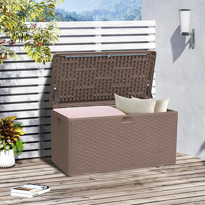 73 Gallon Pro Waterproof Outdoor Storage Pro Resin Deck Box Bin - Image 5