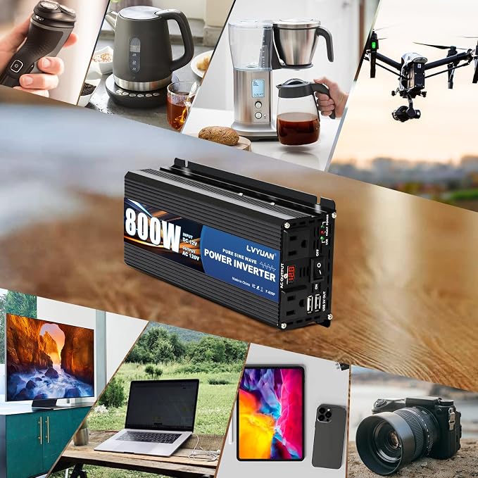 LVYUAN 800 Watt Pure Sine Wave Power Inverter 12V to 110V120V DC to AC Converter - Image 5