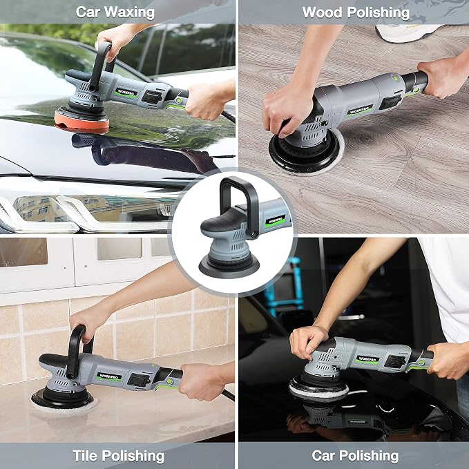 WORKPRO Buffer Polisher, 6-inch 1080W Dual Action Random Orbital Polish Kit - Image 7