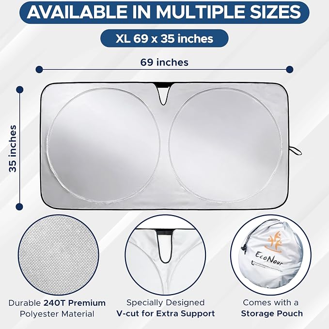 EcoNour Truck Windshield Sun Shade & Sun Block | Sun Shade - Image 6