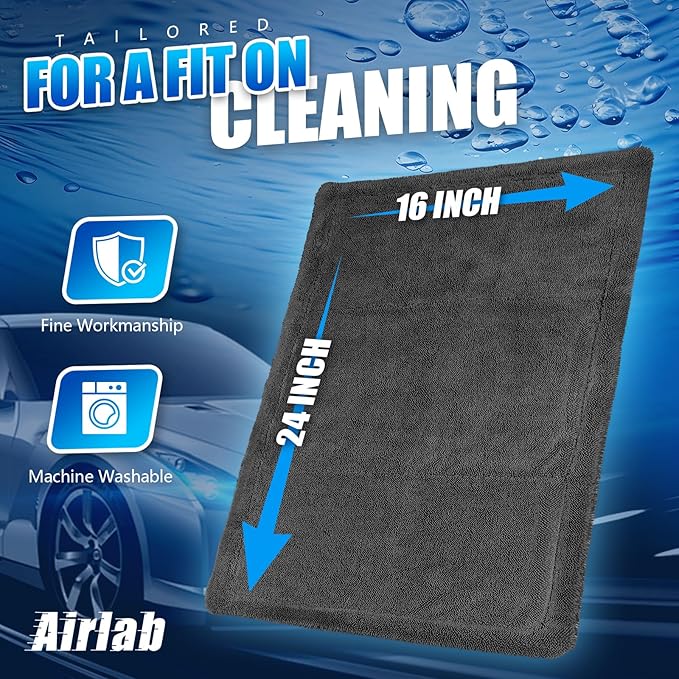 Airlab Microfiber Towels for Cars Wash Drying Super Absorbent Cleaning Cloth - Image 5