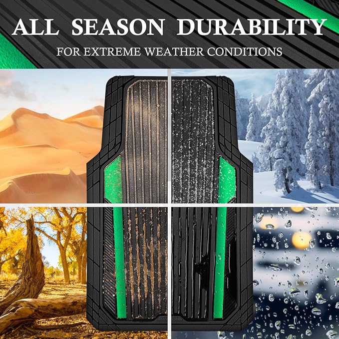 CAR PASS Heavy Duty Rubber Car Mats Metallic, Aluminum Film All Weather Floor - Image 3