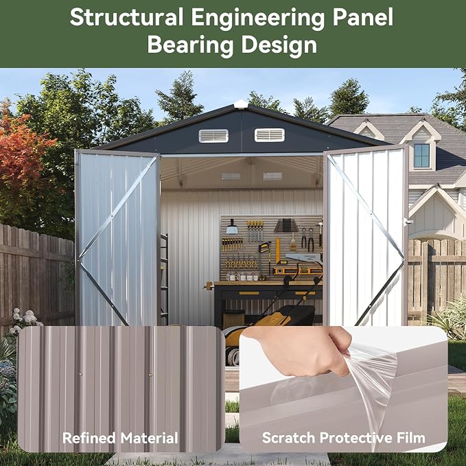 Aoxun 7x5 FT Outdoor Storage Shed Garden Metal Shed - Image 7