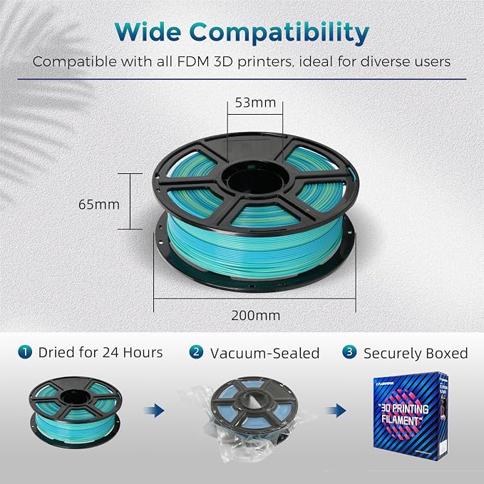 FLASHFORGE PLA Filament 1.75mm +/- 0.02mm Blue to Yellow Gradient, Smooth - Image 6