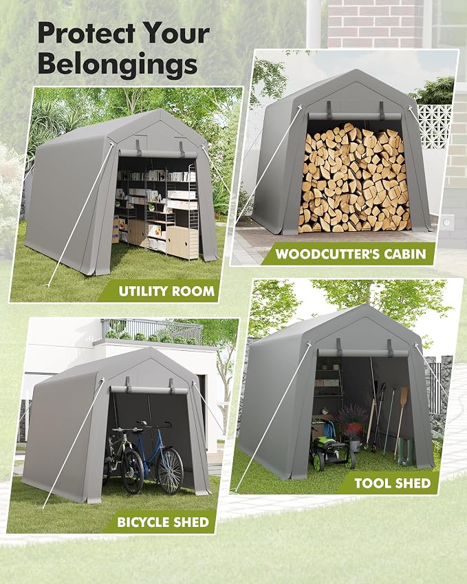 6 x 8 ft Carport Storage Shed, Portable Garage - Image 6