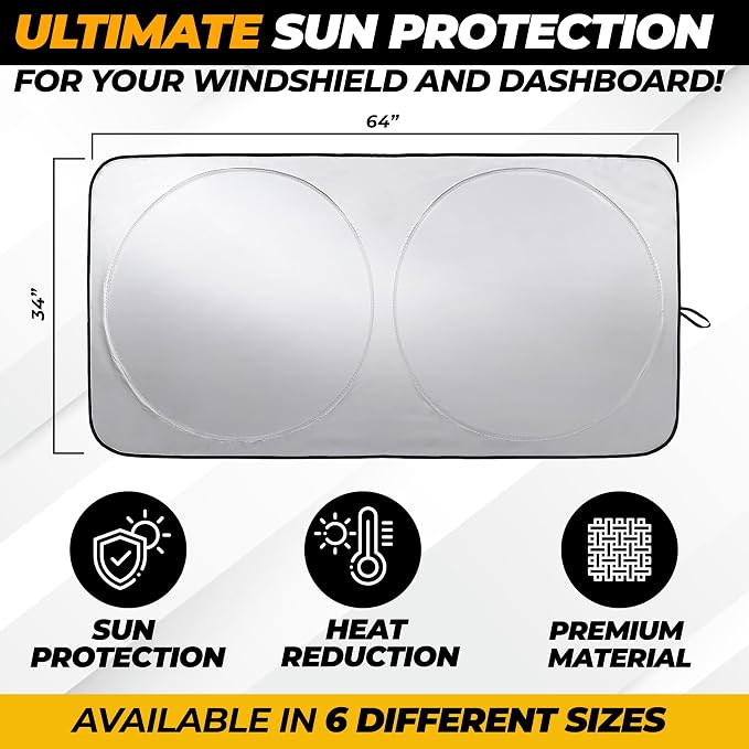 Windshield Sun Shade for Car, SUV & Truck – Patented Design Blocks 99% UV Rays - Image 3