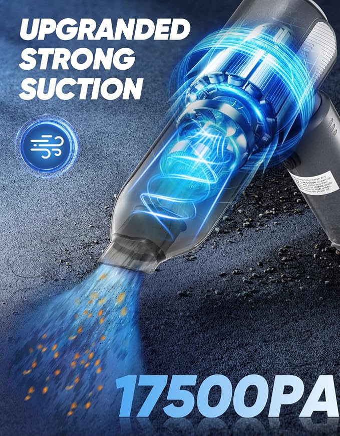 Mini Vacuum Cleaner, Cordless Car Vacuum, 17500PA High Suction, 3 in 1 Handheld - Image 2