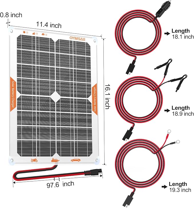 OYMSAE 20W 12V Solar Panel Battery Charger Portable Waterproof Power Trickle - Image 4